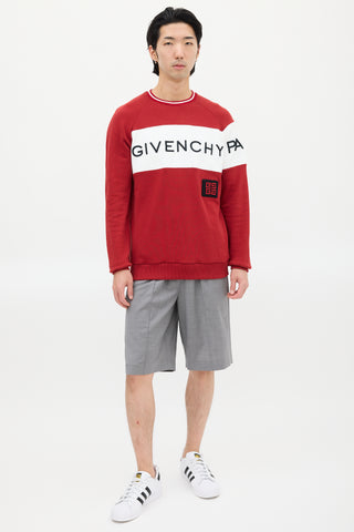 Givenchy Red & Black Embroidered Logo Sweatshirt