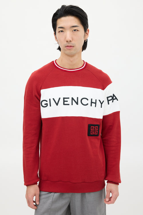 Givenchy Red & Black Embroidered Logo Sweatshirt