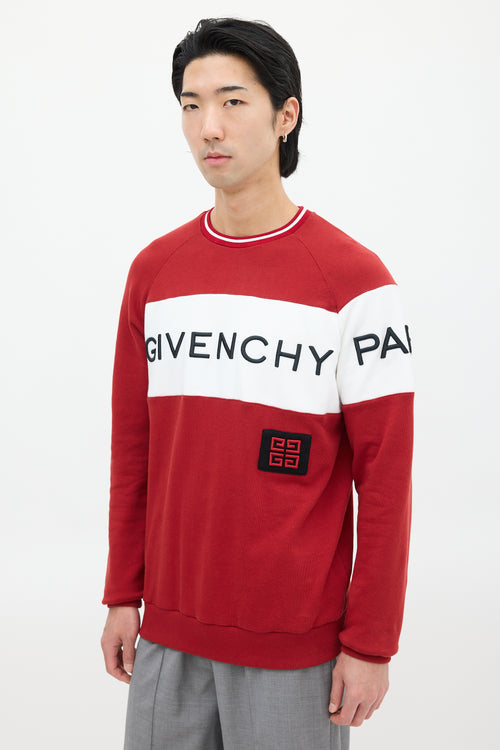 Givenchy Red & Black Embroidered Logo Sweatshirt