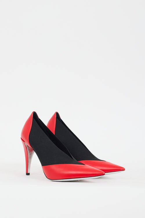 Givenchy Red & Black Leather Gusset Heel