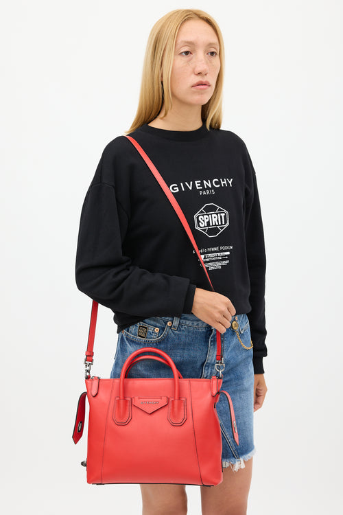 Givenchy Red Leather Small Antigona Bag