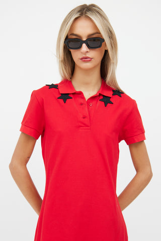 Givenchy Red & Black Star Polo Dress