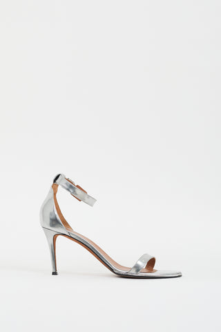 Givenchy Silver Metallic Leather  Heel