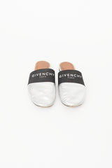 Givenchy Silver & Black Logo Mule