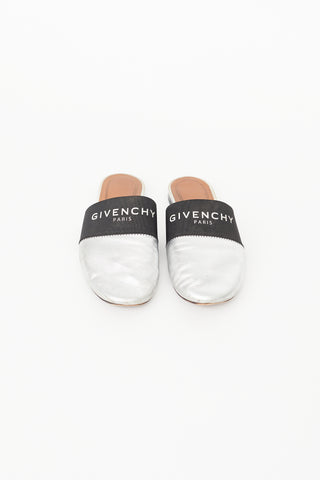 Givenchy Silver & Black Logo Mule