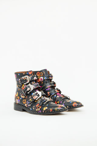 Givenchy Black Floral Studded Buckle Boot