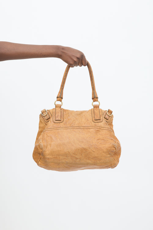 Givenchy Tan Brown Crinkled Leather Pandora Crossbody Bag