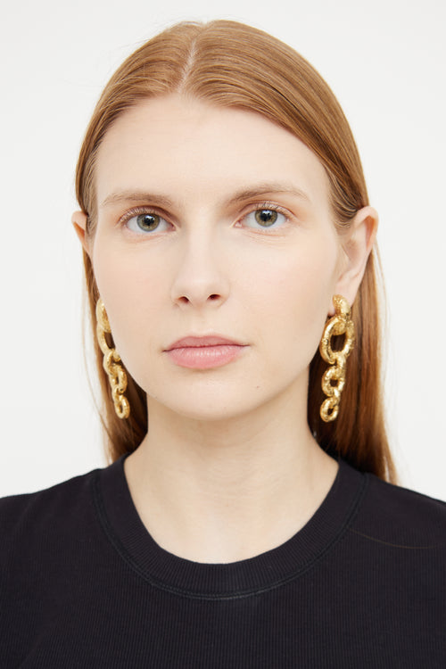 Givenchy Textured Gold Tone Clip Earrings