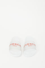 Givenchy White Rubber PVC Red Logo Slide
