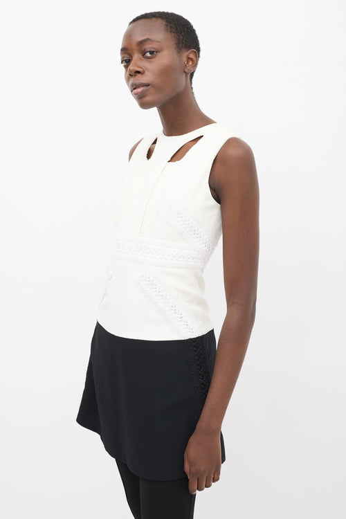 Givenchy White & Black Crochet & Lace Colour Block Mini Dress