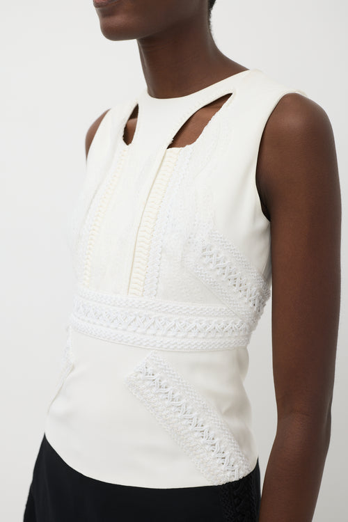 Givenchy White & Black Crochet & Lace Colour Block Mini Dress