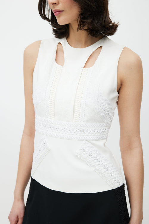 Givenchy White & Black Crocheted Lace Dress