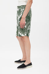 Givenchy White & Green Paisley Shorts