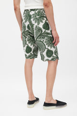 Givenchy White & Green Paisley Shorts