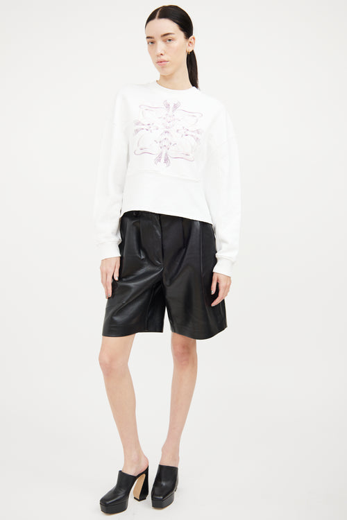 Givenchy White Graphic Cropped Sweatshirt