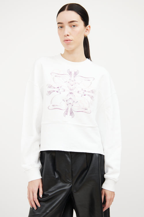 Givenchy White Graphic Cropped Sweatshirt