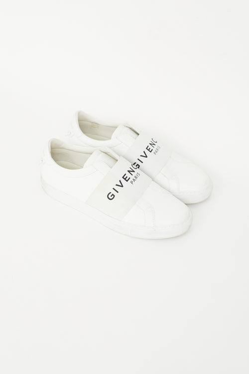 White Leather Elastic Logo Sneaker