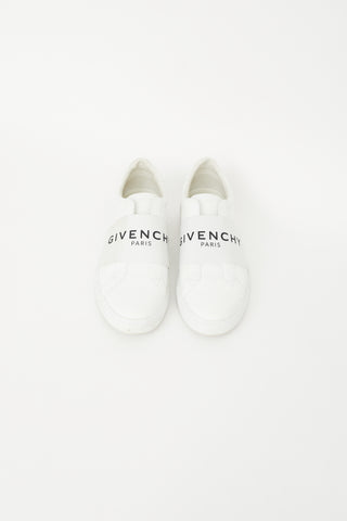 White Leather Elastic Logo Sneaker
