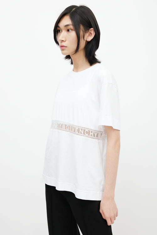 Givenchy White Logo Lace Cut Out T-Shirt