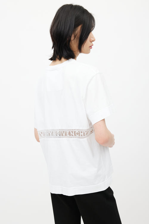 Givenchy White Logo Lace Cut Out T-Shirt