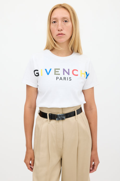 Givenchy White & Multicolour Rubber Logo T-Shirt