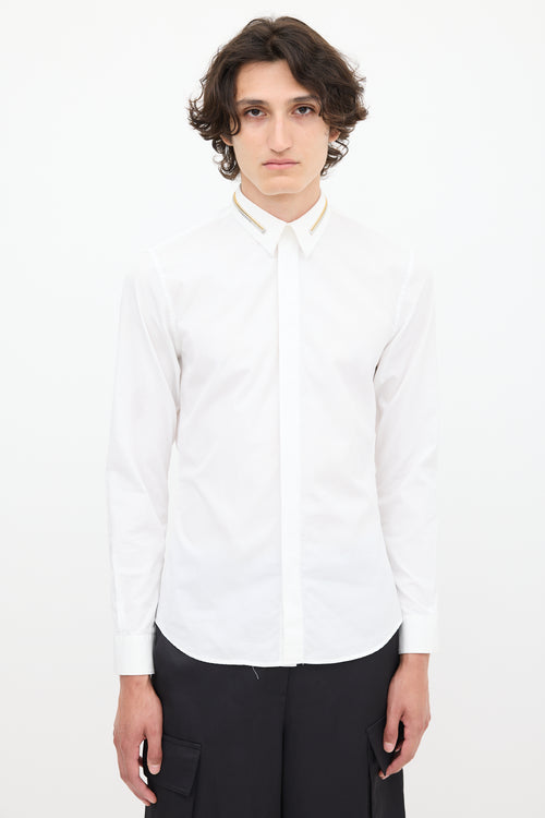 Givenchy White & Multicolour Zip Collar Shirt