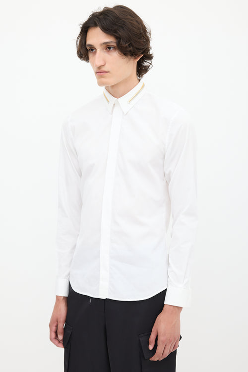 Givenchy White & Multicolour Zip Collar Shirt