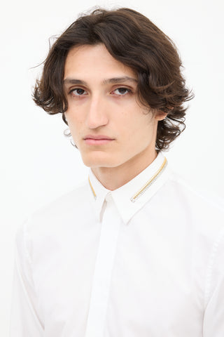 Givenchy White & Multicolour Zip Collar Shirt