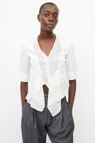 Givenchy White Panelled Ruffled Top
