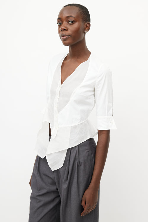 Givenchy White Panelled Ruffled Top