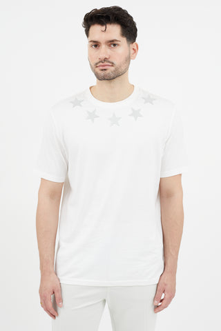 Givenchy White & Silver Star T-Shirt