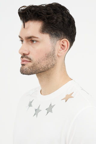 Givenchy White & Silver Star T-Shirt