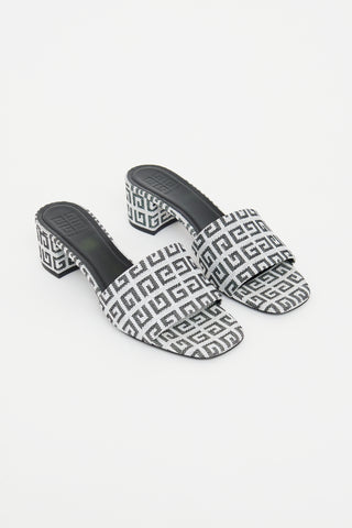 Givenchy White & Black Logo Mule Sandal