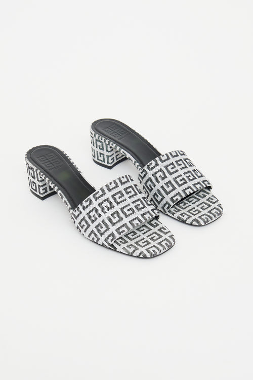Givenchy White & Black Logo Mule Sandal