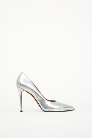 Givenchy Silver Leather Pointed Toe Pump