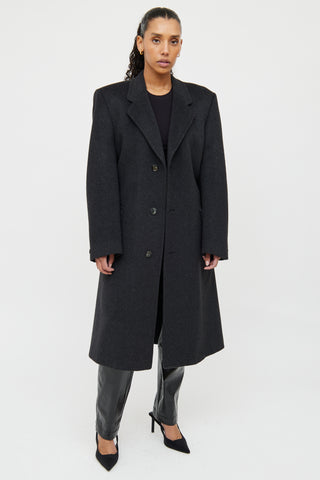 Givenchy Grey Wool Button Up Coat