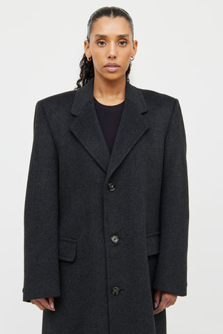 Givenchy Grey Wool Button Up Coat
