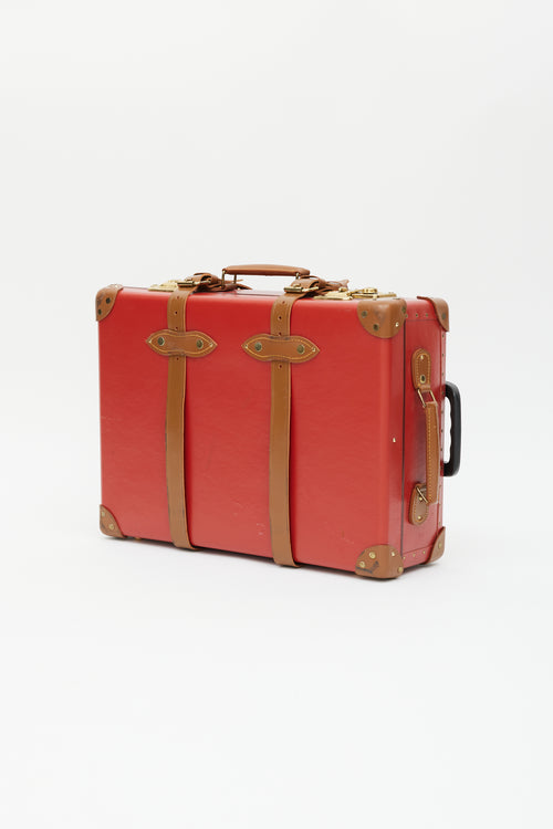 Globe-Trotter Centenary Red & Brown Leather Medium Check-In Suitcase