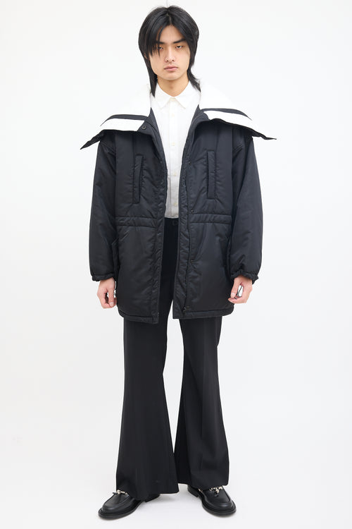 Goen.J Black & White Sailor Collar Padded Coat