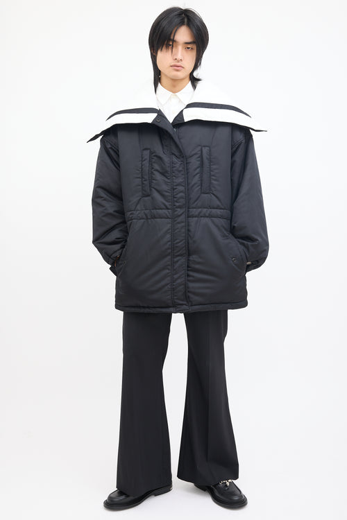 Goen.J Black & White Sailor Collar Padded Coat