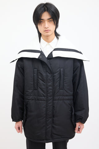 Goen.J Black & White Sailor Collar Padded Coat