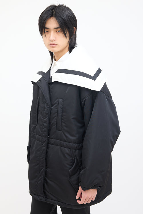 Goen.J Black & White Sailor Collar Padded Coat