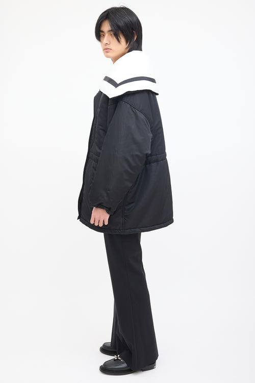 Goen.J Black & White Sailor Collar Padded Coat