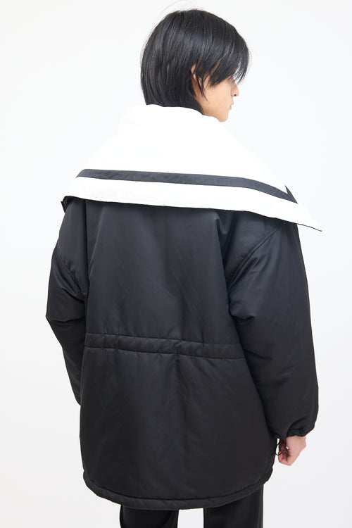 Goen.J Black & White Sailor Collar Padded Coat