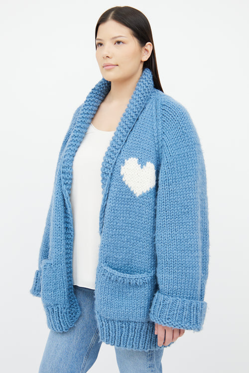 Light Blue Oversized Wool Knit Cardigan GOGO