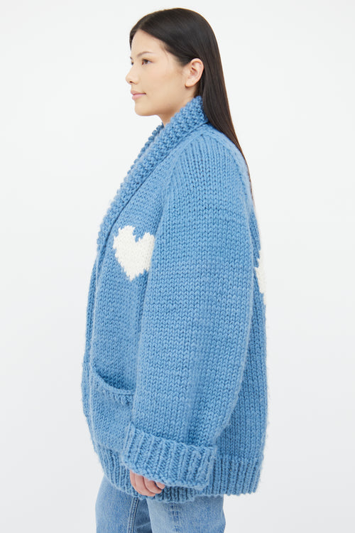 Light Blue Oversized Wool Knit Cardigan GOGO