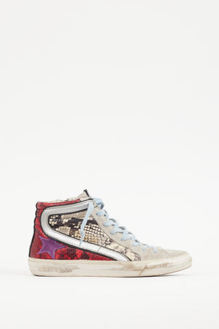 Golden Goose Beige & Multicolour Textured Slide Sneaker