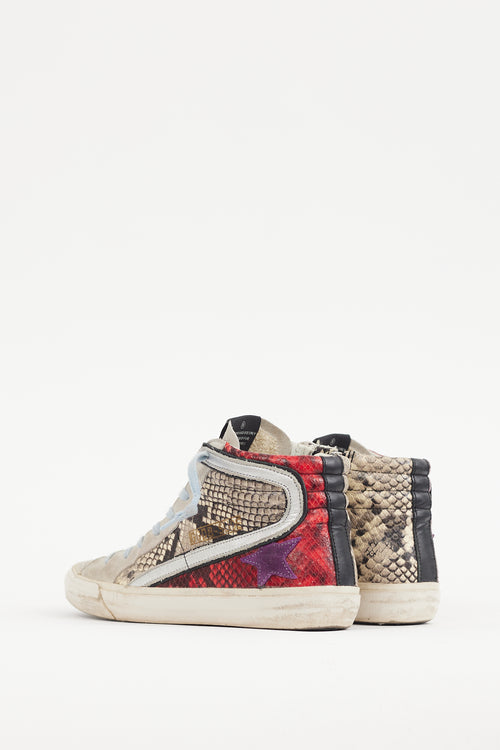Golden Goose Beige & Multicolour Textured Slide Sneaker