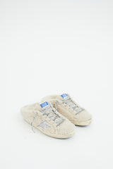 Golden Goose Cream & Silver Shearling Sabot Sneaker Mule
