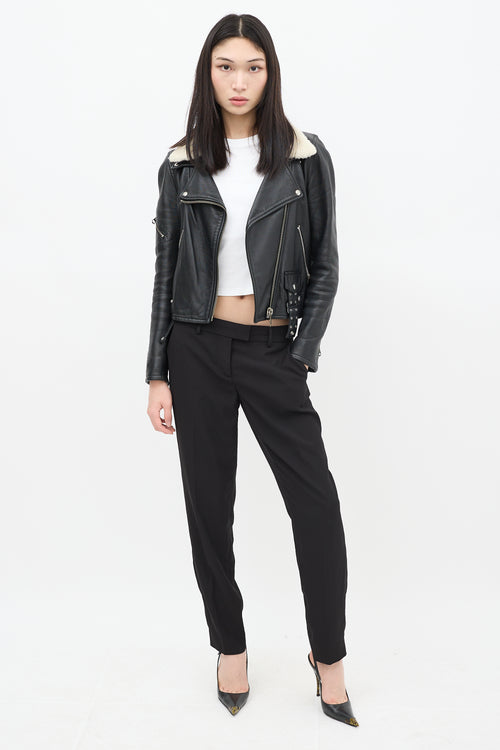 Golden Goose Black Leather Shearling Moto Jacket